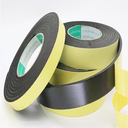 Strong adhesion EVA black sponge foam rubber tape anti-collision seal strip 1, 2, 3mm thick