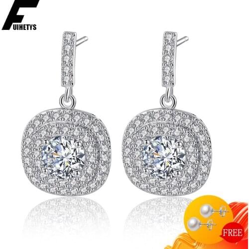 Bali Jelry Luxury Charm Earrings 925 Silver Jewelry Zircon Gemstone Drop Earring for Women Wedding Engagement Party Accessories