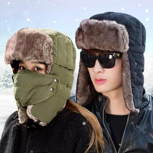 Mens hat winter winter cold hat riding earmuffs thick windproof warm cotton cap women