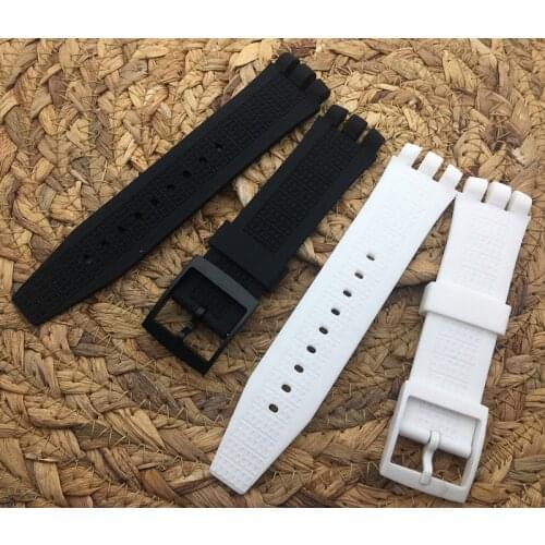 Brand Black white Diving 21mm*24mm Silicone Rubber Watchband For Swatch belt Rubber watch band strap for IRONY SCUBA200 YNS4001