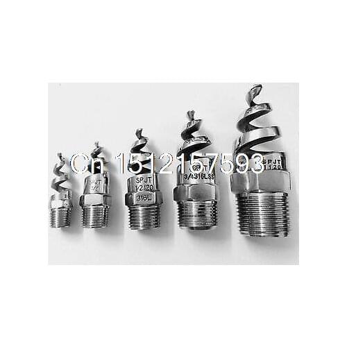 5 pcs New SPJT 316L Stainless Steel Spiral Cone Spray Nozzle 1 " BSPT