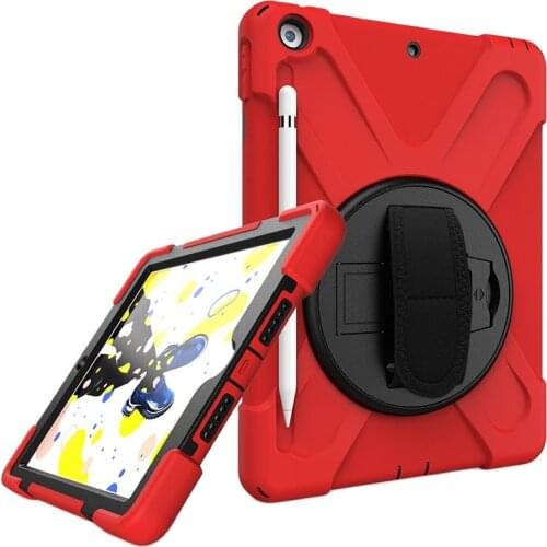 Heavy Duty Coque for iPad 10.2 2019 7th Gen Case Armor 360 Rotation Hand Strap Silicon PVC Cover for iPad 10.2 Pencil Cover