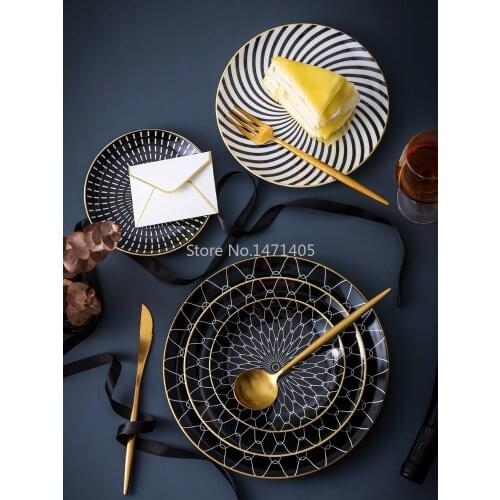 Dish Plate Home Ceramic Steak Plate Dessert Plate Nordic Round Western Plate Creative Dinner Plate