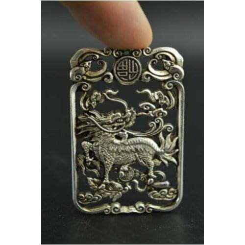 China Decorated Wonderful Miao Silver Carving Lifelike Kylin Rare Lucky Pendant