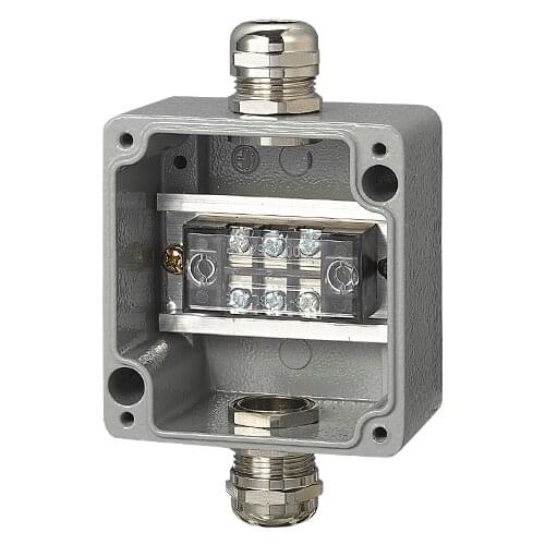 IP65 Waterproof Cable Wiring Aluminum Junction Box 1 inlet 1 outlet 80*76*57mm with UK2.5B Din Rail Terminal Blocks