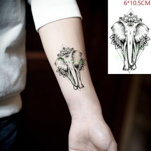 Waterproof Temporary Tattoo Sticker Lotus Elephant Big Animal Flower Body Art Flash Tattoo Fake Tattoo for Women Men