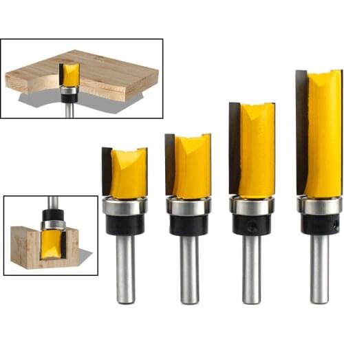 1 PC 8mm Shank Flush Trime Router Bit Pattern Bit Top Bottom Bearing 5/8" Blade Template Wood Milling Cutter Carpenter