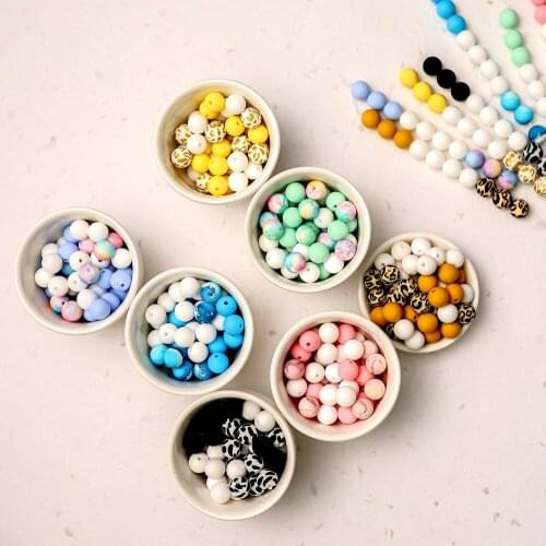 10Pcs Baby Teether Silicone Beads 12mm BPA Free Silicone Bead Baby Teething Necklace Accessories For Pacifier Chain Baby Gifts