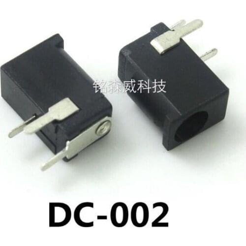 100PCS DC-002 0.3A 50V Black DC Power Jack Socket Connector DC002 3.5*1.1mm 1.1 socket