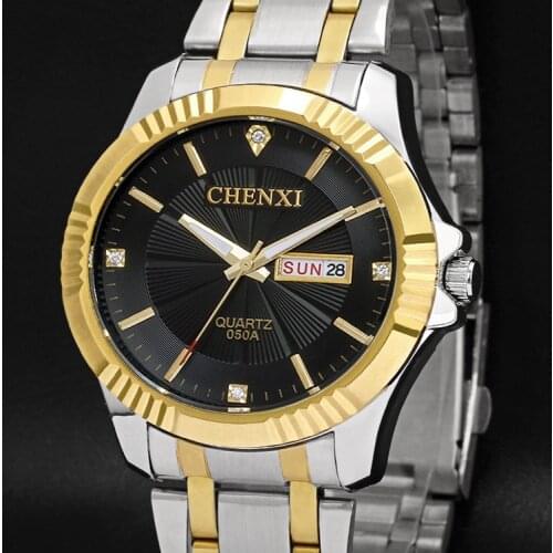 2018 CHENXI Gold Watch calendar Men Luxury Business Man Watch Golden Waterproof Fashion Casual Quartz Male Dress Clock Gift