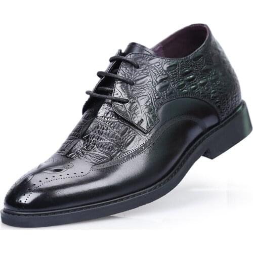 2019 Brand New Bullock Carved Mens Elevator Business Dress shoes Height increasing 6cm Classic wedding Formal Shoes