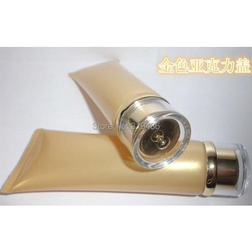 300pcs/lot 80ml Cosmetic TubeMildy Wash Small Gold Soft Tube or Butter Handcream Tube Empty Make Up Tube with gold acrylic cap