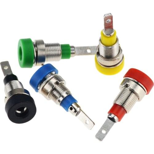 5PCS 10A Colourful 2mm Banana Plugs Insulated Power Terminal Banana Jack Female Jack Panel Test Socket For Multimeter Instrument