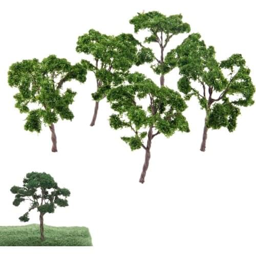 5pcs 10cm Landscape Model Dark Green Trees Train Railroad Wargame Diorama Scenery Landscape HO OO Scale Iron Wire and Plastic