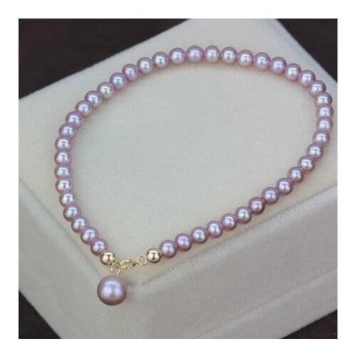 925 Sterling real Rare small purple pearl natural freshwater pearls necklace earring round small 3-4mm
