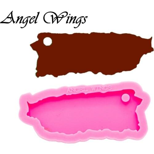 Shiny Puerto Rico State Bracelet/keychains Molds DIY Jewelry Map Epoxy Resin Mold Custom Keyring Decoration DY0266