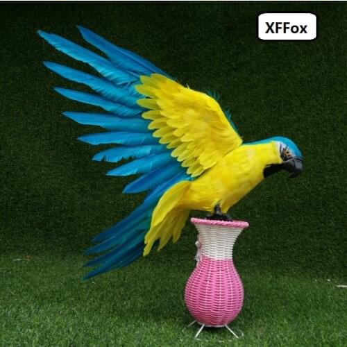Big real life wings blue&yellow parrot model foam&feather simulation parrot bird gift about 50x65cm xf0279