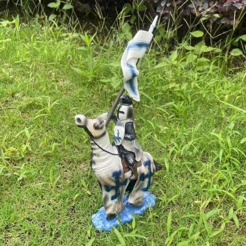 Resin Warrior Armor Sculpture Resin Knight Riding A Horse Statue Soldier War Figurine Crafts Home Decor Gift Bar Decoration