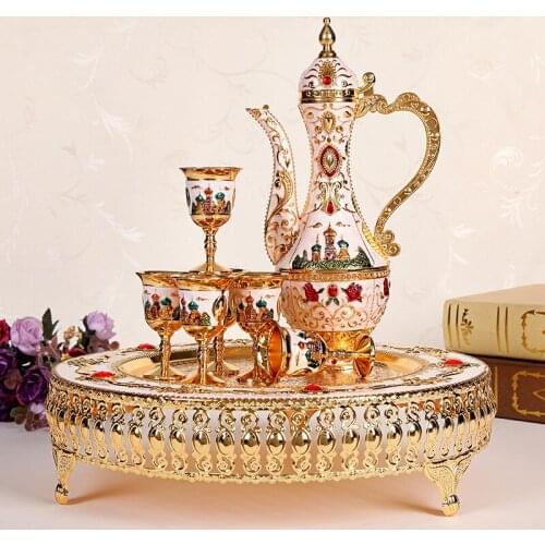 Russian European Style Wine Cup, Liquor Pot, Liquor Set, Creative Alloy Old Wine Pot, Liquor Cup Gift Set