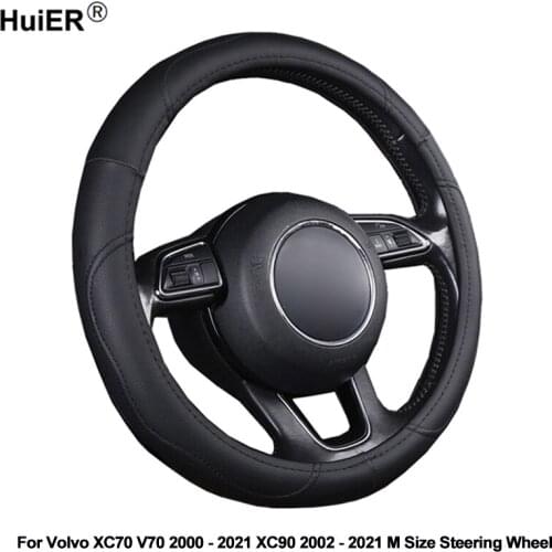 Car Steering Wheel Cover Wrap Funda Volante For Volvo XC70 V70 2000 - 2021 XC90 2002 - 2021 M Size Braid on the Steering wheel