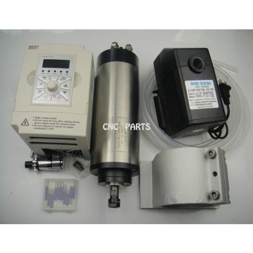 CNC milling spindle ER11 1.5KW water cooling spindle motor +1.5kw inverter+spindle support+water pump+water pipe+bits