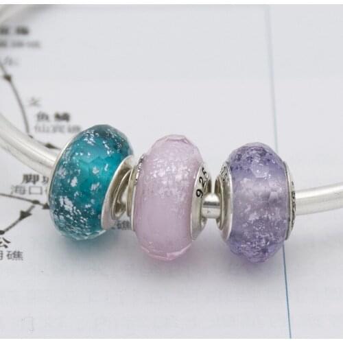 Inlaid silver platinum pink 128 cut crystal beads Large hole beads Bracelet string ornaments