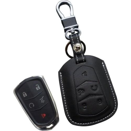 Leather Car Key Case for 2014 2015 Cadillac SRX ATS CTS XTS 2017 2018 XT5 CT6 Key Fob Cover Bag Smart Key Holder Car Accessories