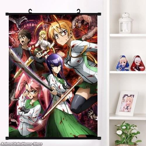 Cute Anime Highschool of the dead Busujima Saeko Takagi Saya Miyamoto Rei Sexy Girl Wall Scroll Mural Poster Otaku Home Decor