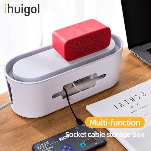 Ihuigol Multifunctional Cable Management Box Organizer Home Power Socket Storage Box Charger Case with Holder Dustproof Cover