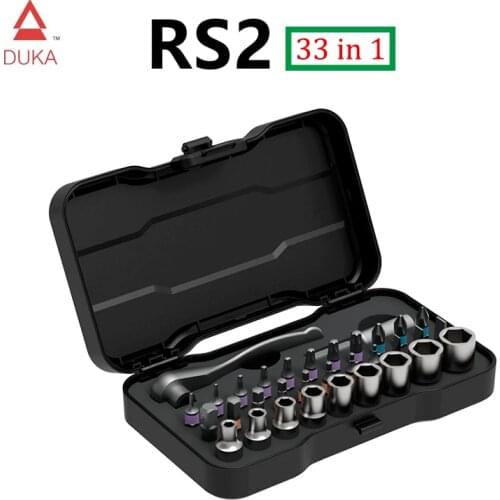 ATuMan DUKA RS2 33 in 1 Multi-purpose Ratchet Socket Wrench Screwdriver S2 Magnetic Bits Tools Set DIY Household Repair Tool