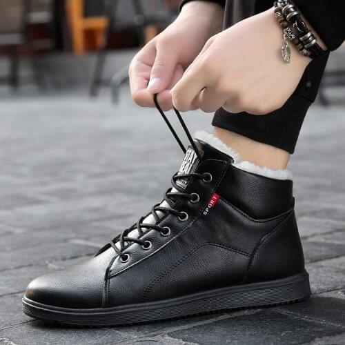 Men Snow Boots Winter Plush Warm Men Lace-Up Non-slip Male Ankle Boots Waterproof Autumn Man Work Shoes