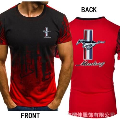 Summer personality gradient 2021 motorcycle short sleeve Mustang logo mens short sleeve