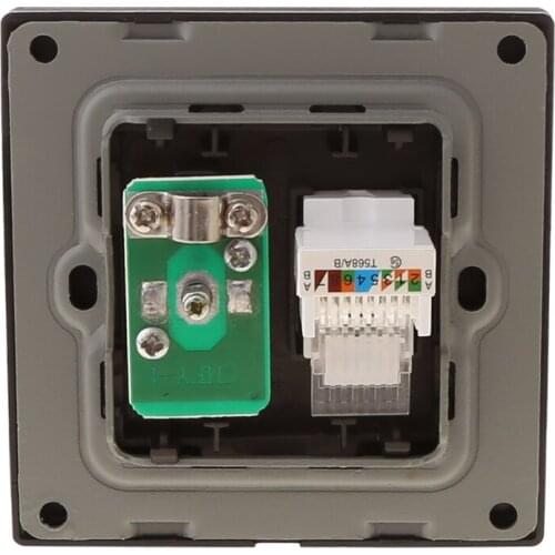 RJ45 Wall Internet Socket With TV Outlet Stainless Steel Brushed Silver Panel