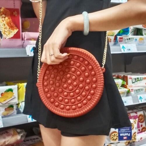 New Chocolate Pop XXL Dimple Messenger Bag Fidget Toy Push Anti Stress Children Toy Popites Keychain Wallet Girl Crossbody Pack