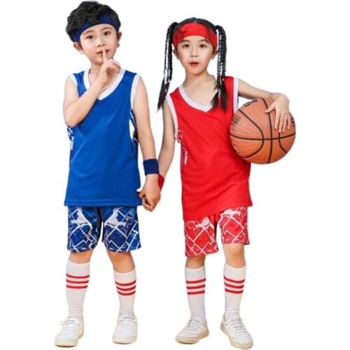 Sleeveless Vest Basketball Suit Kids Sports Jersey Training Clothes for Boys Girls Students 4T-12T Quick-dry Breathable 5 Colors