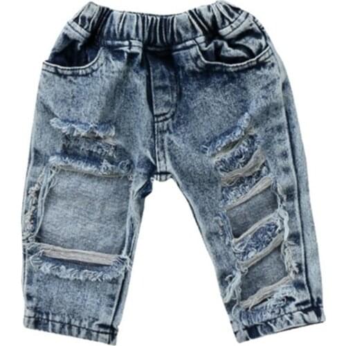Pudcoco 2019 New 1-5T Fashion Toddler Kids Child Girls Denim Pants Stretch Elastic Trousers Jeans Ripped Hole Clothes Baby Girl