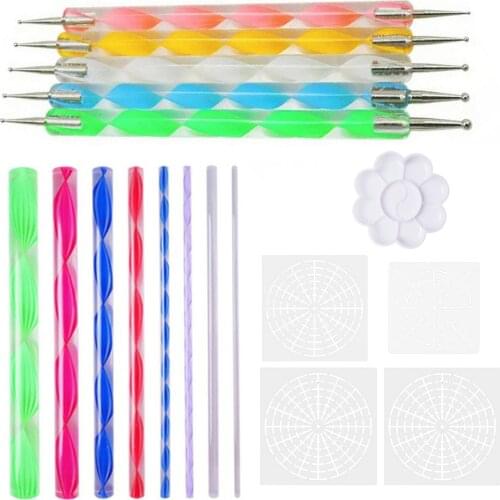 18PCS Mandala Painting Dotting Tools with Dotting Rods Ball Stylus Pens Stencils Paint Tray for Wood Canva Rocks Fabric Wall Art