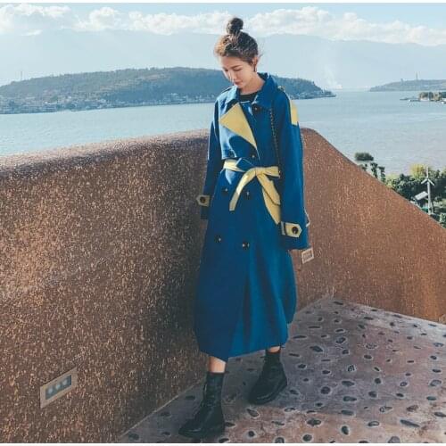 Brand New Trench Coat Double-Breasted Long Lady Duster Coat Female Outerwear Spring Autumn Clothes with Belt