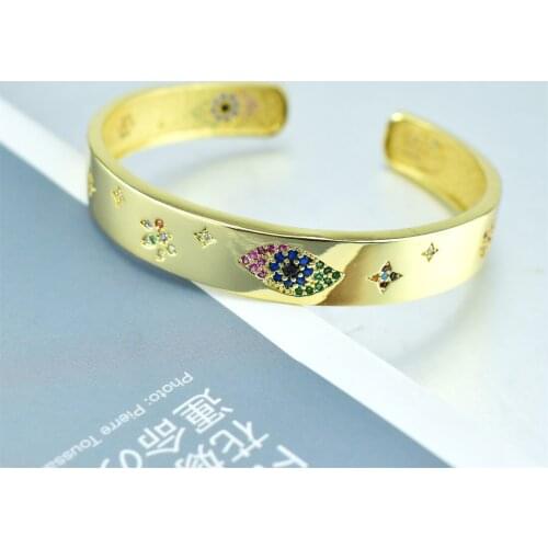 Turkish Hand Evil Eye Cuff Adjustable Bangle Jewelry Opening Fashion CZ Charm Punk Bracelet for Women Girl Party Wedding Jewelry