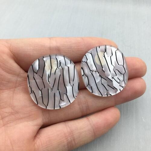 UJBOX 2019 Geometric Oval Resin Clip Earrings For Women Irregular Stripes Clip Earrings Without Piercing Factory Wholesale