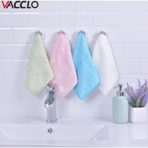 Vacclo 2pcs Home Portable Wall Mount Twoel Storage Wash Cloth Clip Organizer Dry Towel Holder Self Adhesive Kitchen Accessories