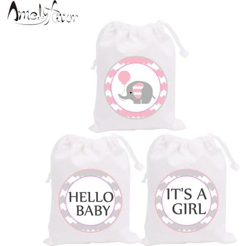Girl Baby Shower Theme Party Bags Candy Bags Gift Bags Pink Elephant Decorations Grand Event Birthday Party Container Supplies
