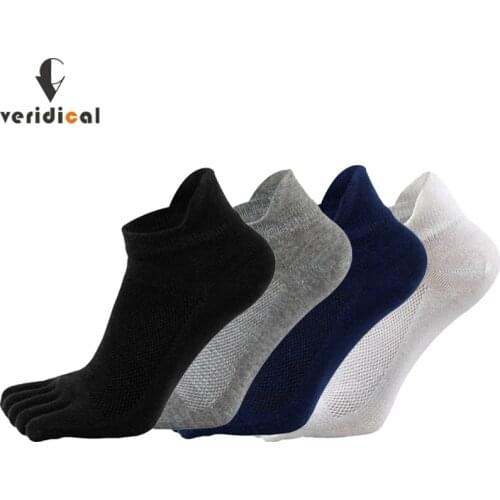 Veridical 5 Pairs/Lot Solid Socks With Toes Man Breathable Protect Ankle Socks Summer Five Finger Socks Salcetines Sokken