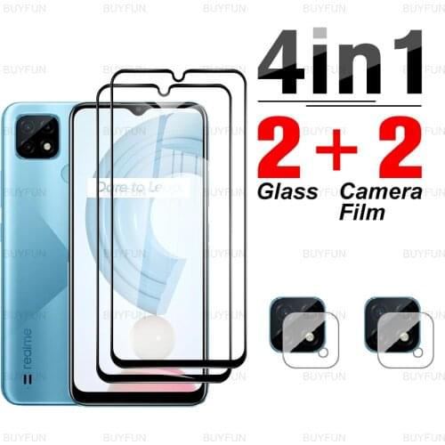 4in1 Full Cover Front Black Edge Protective Glass For Realme C21 For oppo realme 8 7 pro realmi gt neo for Narzo 30A lens film