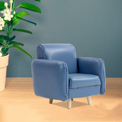 1:12 Scale Leather Handmade Dollhouse Sofa Mini Bedroom Ornament Decor