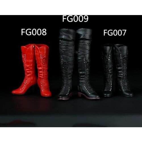 1/6 FG007 FG008 FG009 Women Action Figures Long and Middle Long Boots for 12 Inches Bodies Black and Red