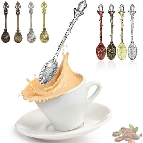 1Pcs Vintage Royal Bronze Carved Spoon High Quanlity Nostalgic Style Dessert Tea Spoon Coffee Accessories Decorative Teaspoon