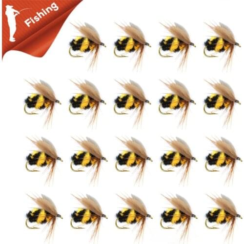 10pcs/Pack #10 Fake Fishing Artificial Insects Bait Bionic Feather Bumble Bee Lures Fishing Bait for Fly Trout Lightweight