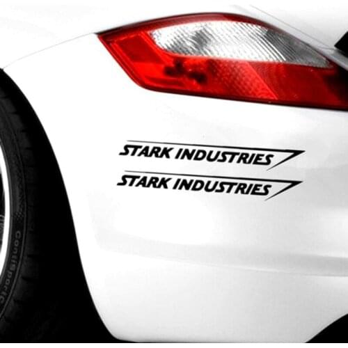 2Pcs Stark Industries Car Sport Racing Body Stripes Stickers Vinyl Decals Black White Car Exterior Decoration Easy to Use