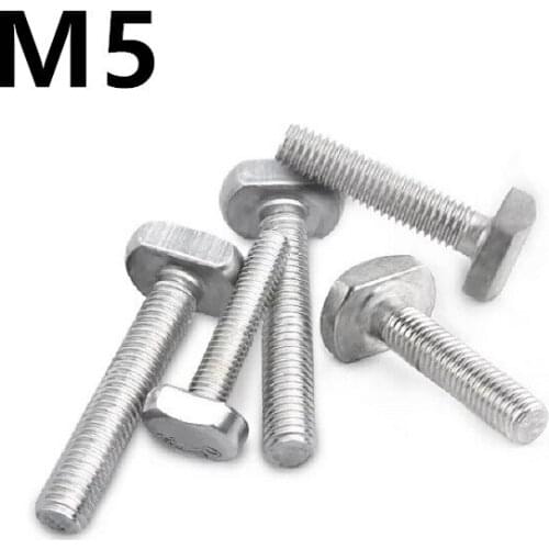 20pcs/lot M5x12/16/20/25/30/35/40mm Bolts for T-Slot GB37 stainless steel T bolt T screw Square bolts T-head screw chute T-bolt